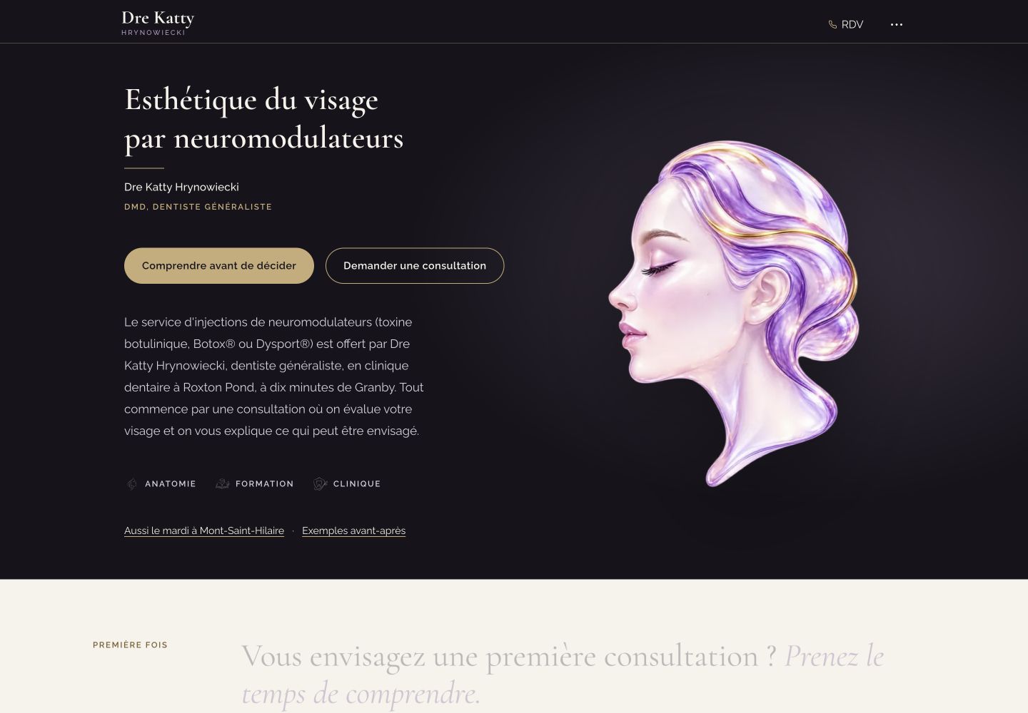 Service page of the Dre Katty website.